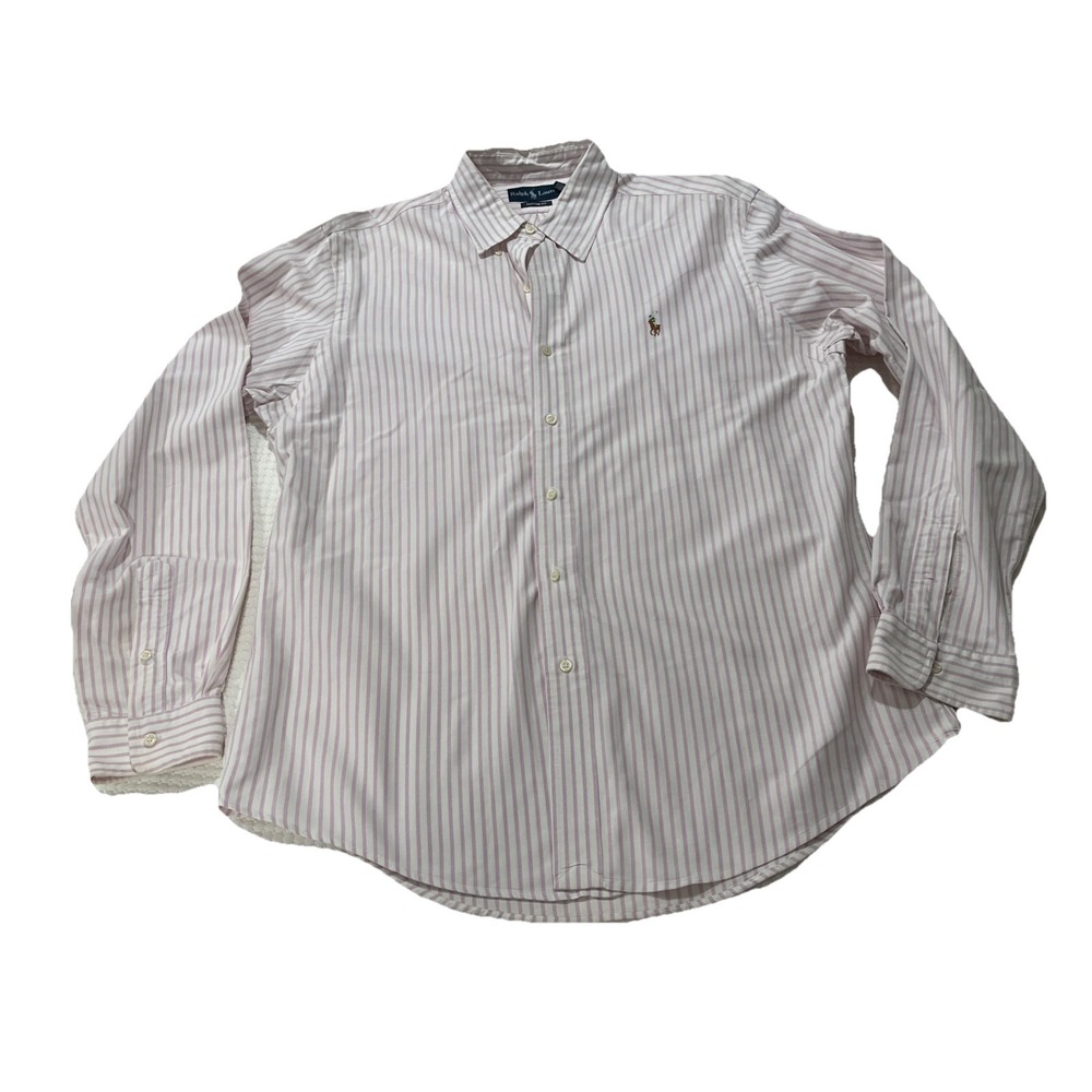 Ralph Lauren Shirt men's Stripes Button Down  Size L Cotton pink purple